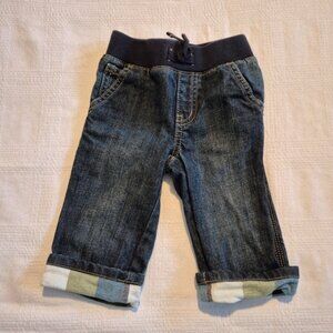 Gymboree boys 6-12 months jeans with fold up cuffs with color blocks 2012